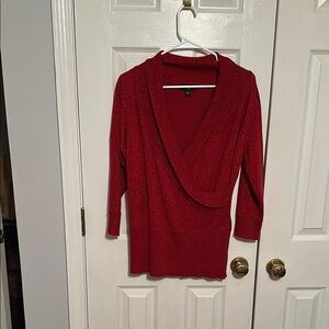 AGB Red V-Neck Sweater with Relaxed Fit